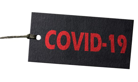 Coronavirus Tag information COVID-19 design logo cardboard template paper dangerous label cough.