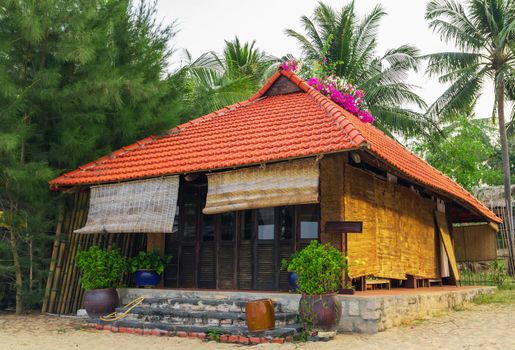 Bungalows tourism for summer vacation holiday concept. Luxury beach resort and hotel background