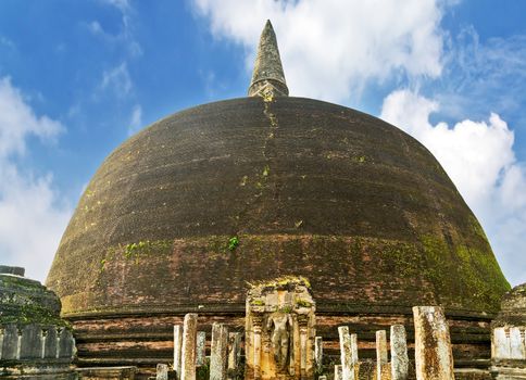 Ancient Rankoth Vehera ruins in Polonnaruwa city temple Sri Lanka of Ceylon. World Heritage Convention, UNESCO
