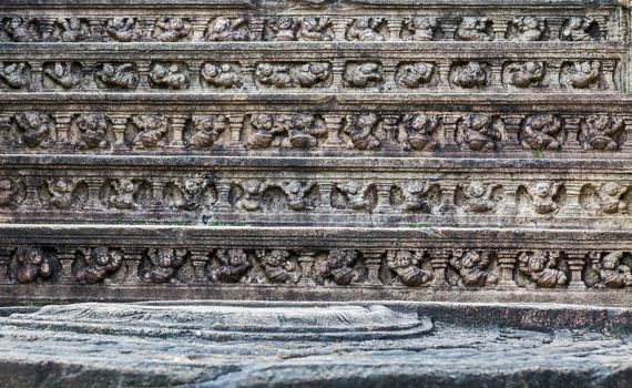 Ancient ruins in Polonnaruwa city temple - medieval capital of Ceylon, UNESCO, Sri Lanka