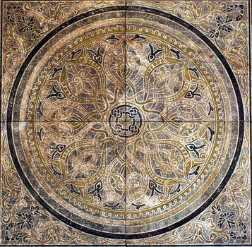 arabesque marble texture abstract vintage background, floor tiles surface ornament flower pattern. Gorgeous seamless patchwork pattern from colorful Moroccan, Portuguese tiles, Azulejo.