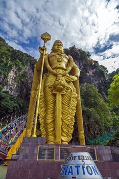 Batu Caves Lord Murugan Statue and entrance near Kuala Lumpur Malaysia.