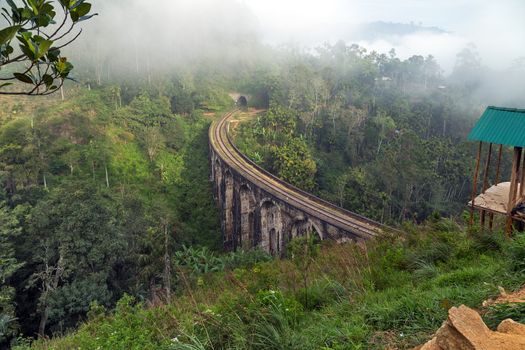 Railway Viaduct Arches Bridge in Demodara, Ella, landscape Sri Lanka