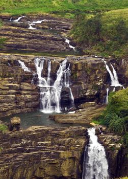 The famous Falls St. Claire on the Ceylon Waterfall in Sri Lanka mountains in the country
