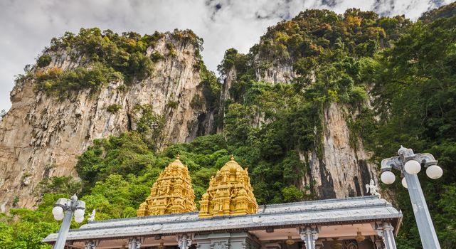 Golden roof on Indian temple in Batu Caves, Sri Subramaniar Temple at Batu Caves Exterior Kuala Lumpur.