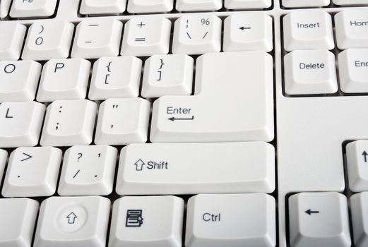 white Computer keyboard closeup Enter Shift