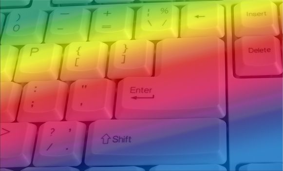 rainbow Computer keyboard closeup Enter Shift