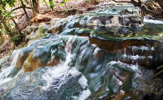 Waterfal Hot Spring in the south of Krabi province in Klong Thom Thailand