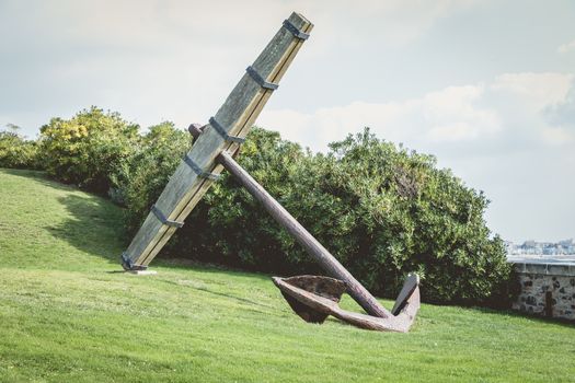 View of the anchor of the Grande Jetée (large pier) at the exit of the port of Sables d Olonnes, France