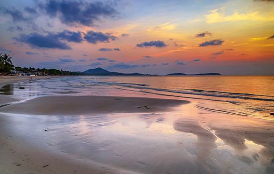sky scenery at sunrise in the morning sand beach background abstract blur
