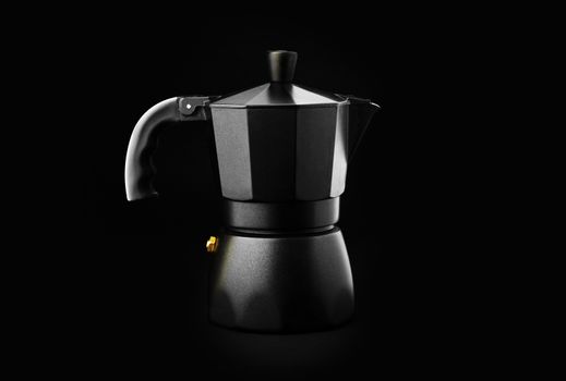 Black Geyser Coffee Maker isolated on black background