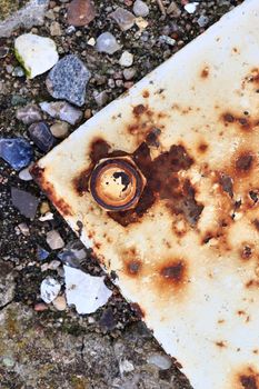 Detailed close up surface of rusty metal and steel with lots of corrosion in high resolution.