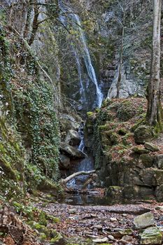 Autumn general view of waterfall Skoka or  Jump of river Kozniza in Central Balkan, near to Teteven town, Bulgaria