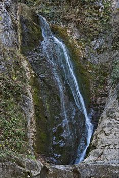 Autumn general view of waterfall Skoka or  Jump of river Kozniza in Central Balkan, near to Teteven town, Bulgaria