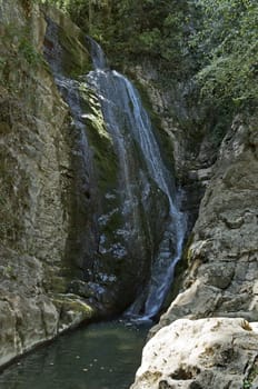Summer general view of waterfall Skoka or  Jump of river Kozniza in Central Balkan, near to Teteven town, Bulgaria