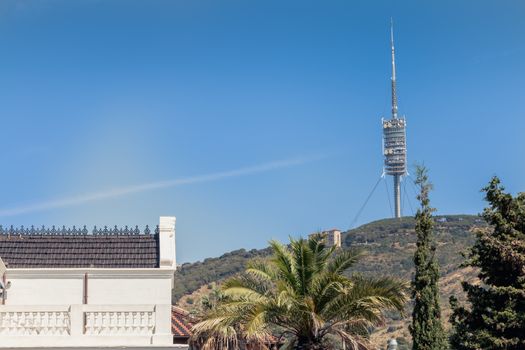 Barcelona, Spain - June 20, 2017: on the heights of Barcelona, the Tower of Collserola (Torre de Collserola), a communication tower of the British architect Norman Foster and inaugurated on June 27, 1992