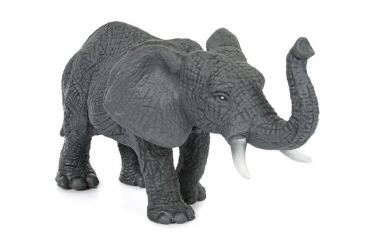 Elephant toy figure isolated on white background with clipping path