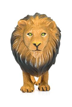 Lion toy figure isolated on white background with clipping path