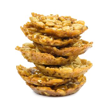 Stack of florentine biscuits isolated on white background with clipping path