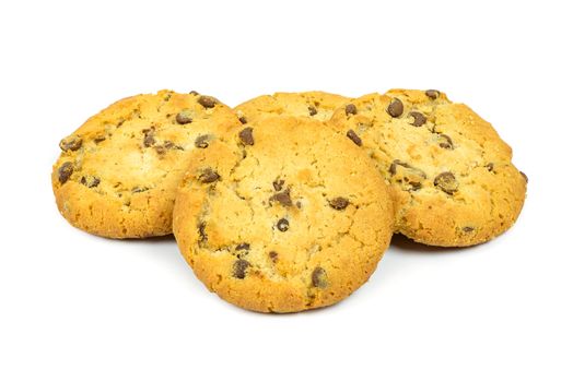Chocolate chips cookies isolated on white background with clipping path