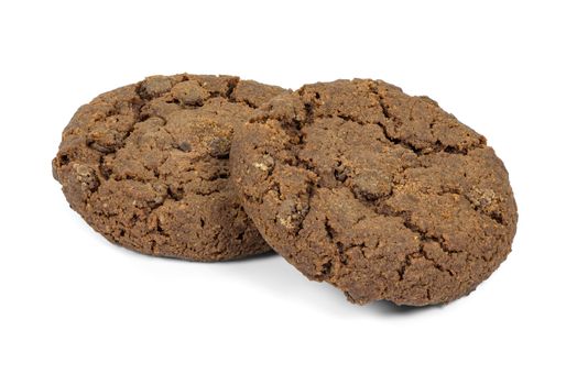 Dark chocolate chips cookies isolated on white background with clipping path