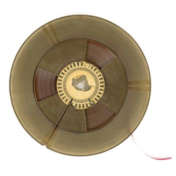 Reel of vintage audio tape isolated on white background with clipping path