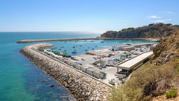 View of fishing port in Albufeira, Algarve, Portugal