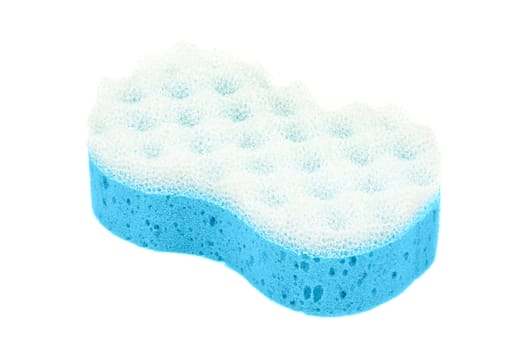 Blue bath massage sponge isolated on white background