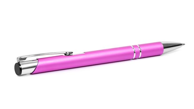 Purple ballpoint isolated on white background with clipping path