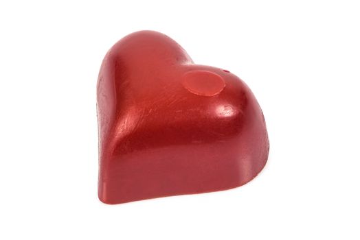 Red heart shaped chocolates isolated on white background with clipping path
