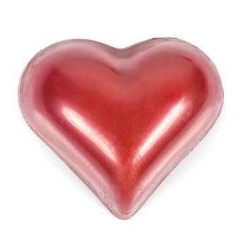 Red heart shaped chocolates isolated on white background with clipping path