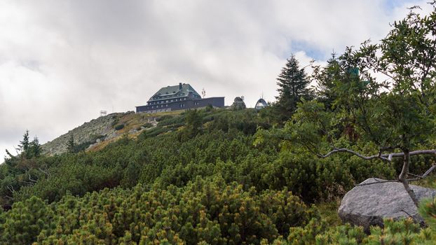View of shelter on Szrenica Mountain in polish Giant Mountains