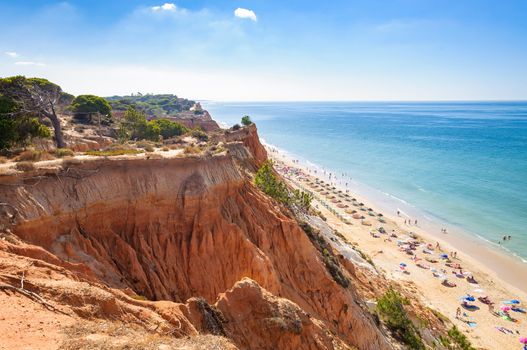Beautiful Falesia Beach in Portugal seen from the cliff