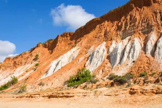 Red cliffs at Falesia Beach in Algarve region, Portugal