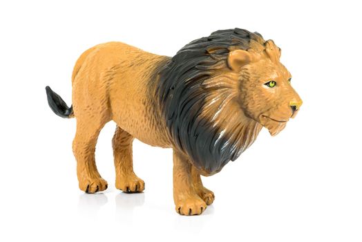 Lion toy figure isolated on white background with clipping path