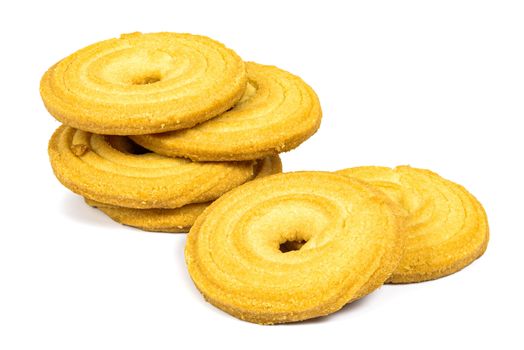 Butter cookies isolated on white background with clipping path