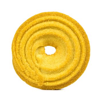 Single butter cookie isolated on white background with clipping path