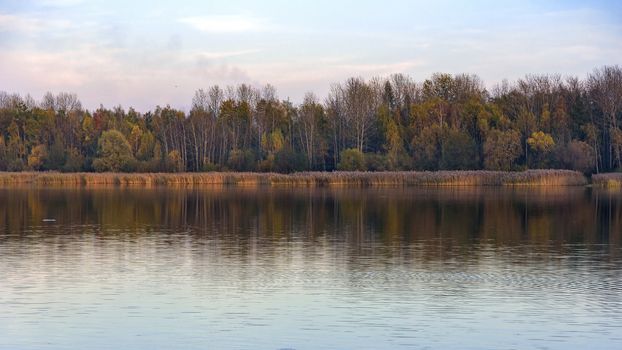 Evening autumn of Pogoria III lake in Dabrowa G�rnicza, Poland