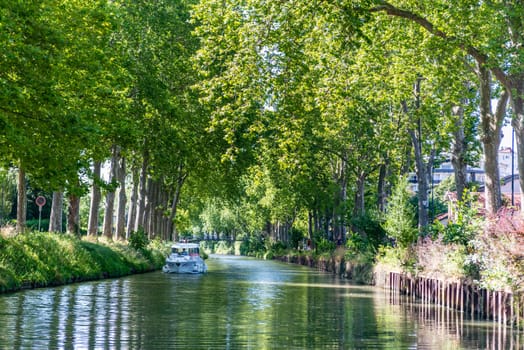 Toulouse,France - ummer look on Canal du Midi canal in Toulouse, southern Franc