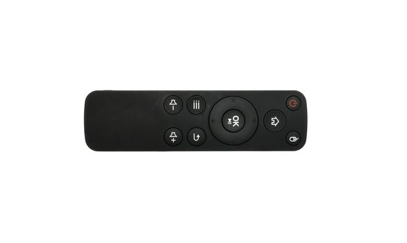 Remote control of digital TV isolated on white background. Infrared remote control for TV satellite receiver.