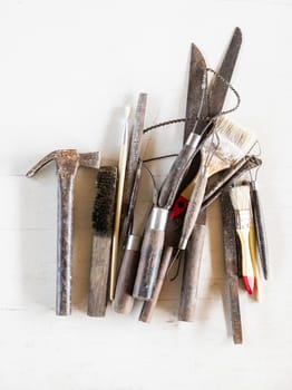 Sculpture tools. Art and craft tools on white background.