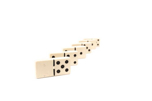 game dominoes rectangular bottom plastic range of the white background in studio