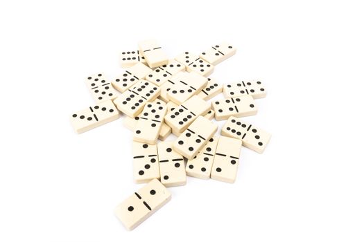 game dominoes rectangular bottom plastic range of the white background in studio