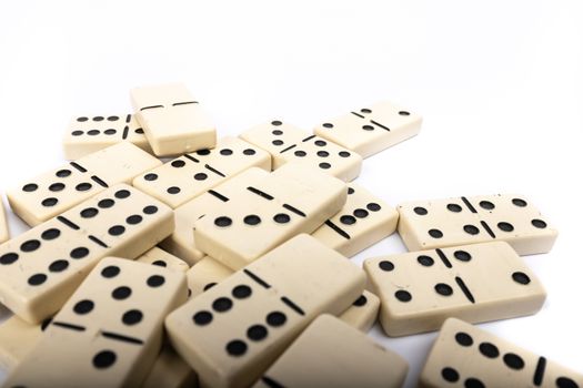 game dominoes rectangular bottom plastic range of the white background in studio