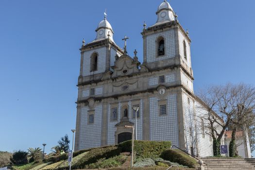 architectural detail of the Sao Cristovao De Ovar parish church, Portugal