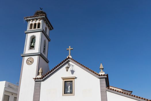 Church architecture detail of our lady of conception (Nossa Senhora da Conceicao) in Quarteira, Portugal