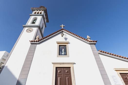 Church architecture detail of our lady of conception (Nossa Senhora da Conceicao) in Quarteira, Portugal