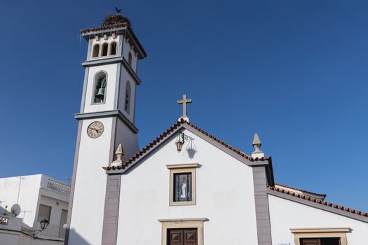 Church architecture detail of our lady of conception (Nossa Senhora da Conceicao) in Quarteira, Portugal