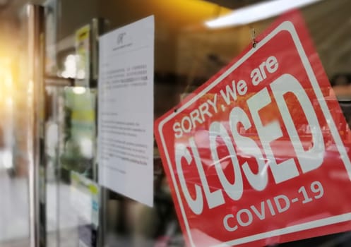 Business office or store shop is closed, bankrupt business due to the effect of Coronavirus (COVID-19) pandemic. 