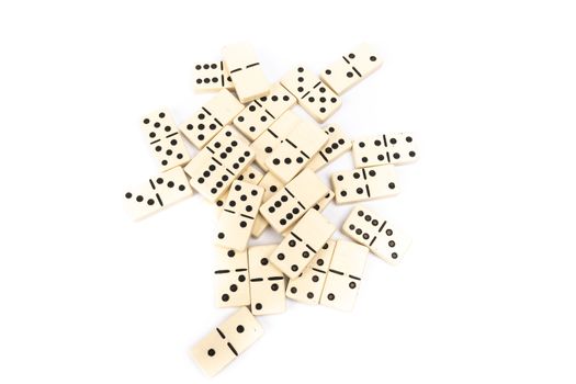 game dominoes rectangular bottom plastic range of the white background in studio